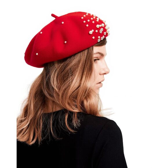 Accessories - 7725 Women Wool Beret Hat, Classic French Style Artist Solid Color Chic
